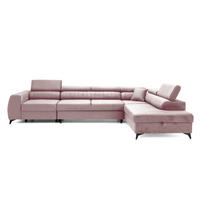 ECKSOFA PIERO MAXI Rechts mit Schlaffunktion 195x125 Velours Rosa - Pink/Schwarz, Holz/Textil (203/350cm) - Muffo