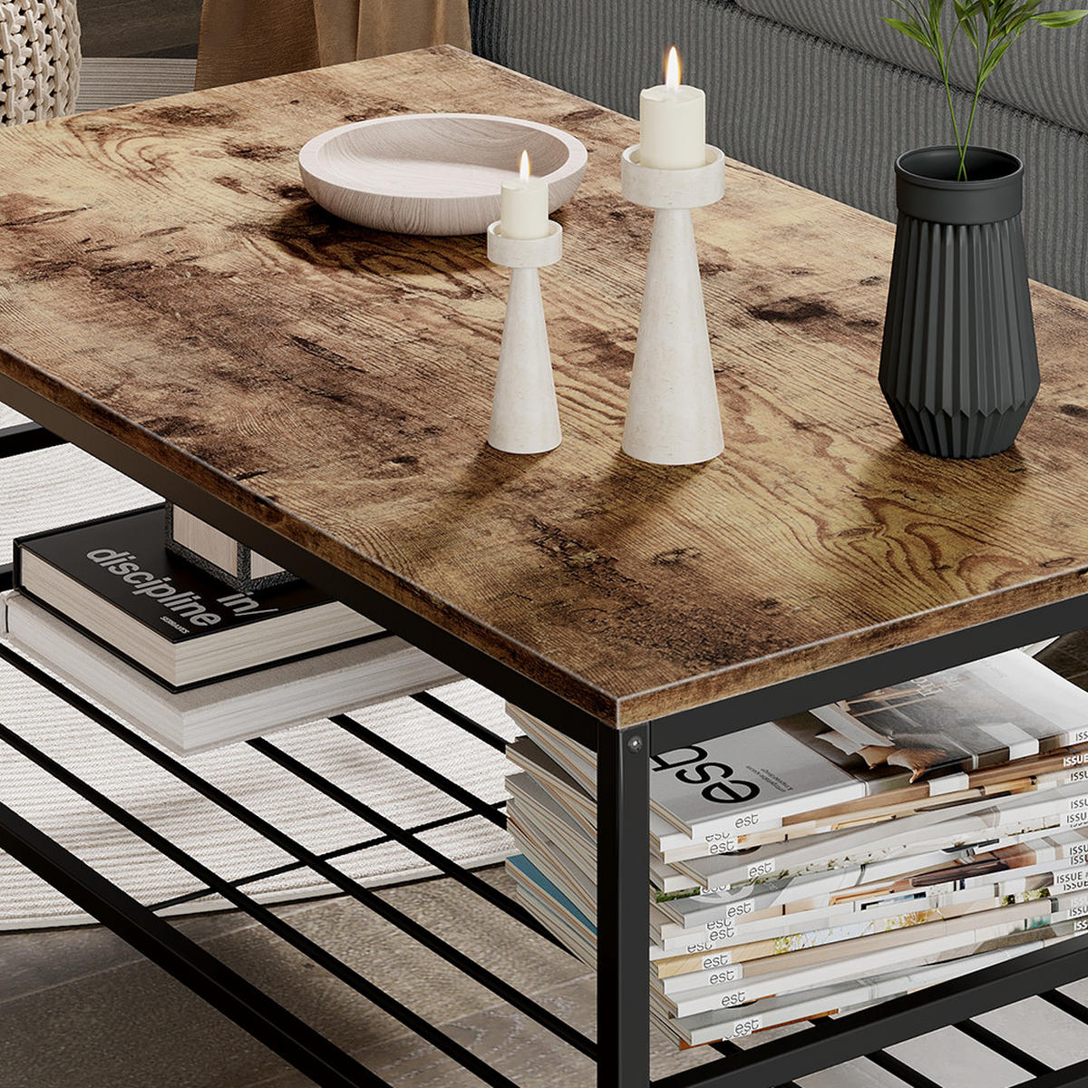 KONFERENČNÍ STOLEK Fyrk Dub Goldkraft/černá - černá/barva dubu, kompozitní dřevo (60/106/45.5cm) - Vicco