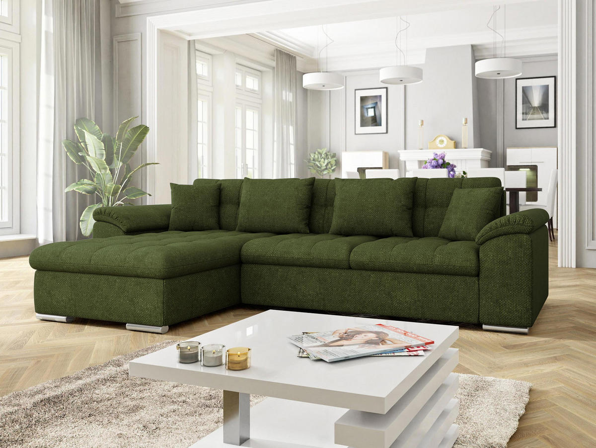ECKSOFA Diana Premium, Seite: Links - Grün, Holz/Textil (280/160cm) - MIRJAN24
