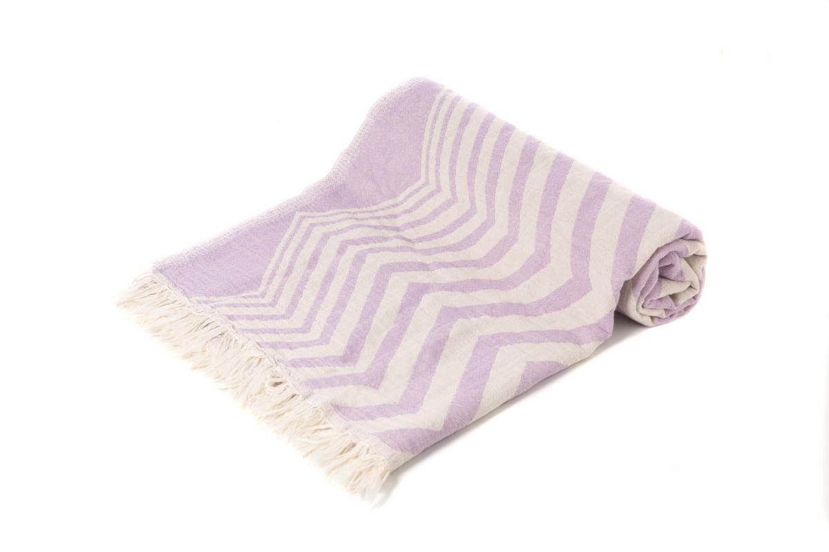 HAMAMTUCH Saunatuch Lila Zickzack für Babys geeignet 100%Baumwolle - Lila, Textil (100/180cm) - Villa Möbel