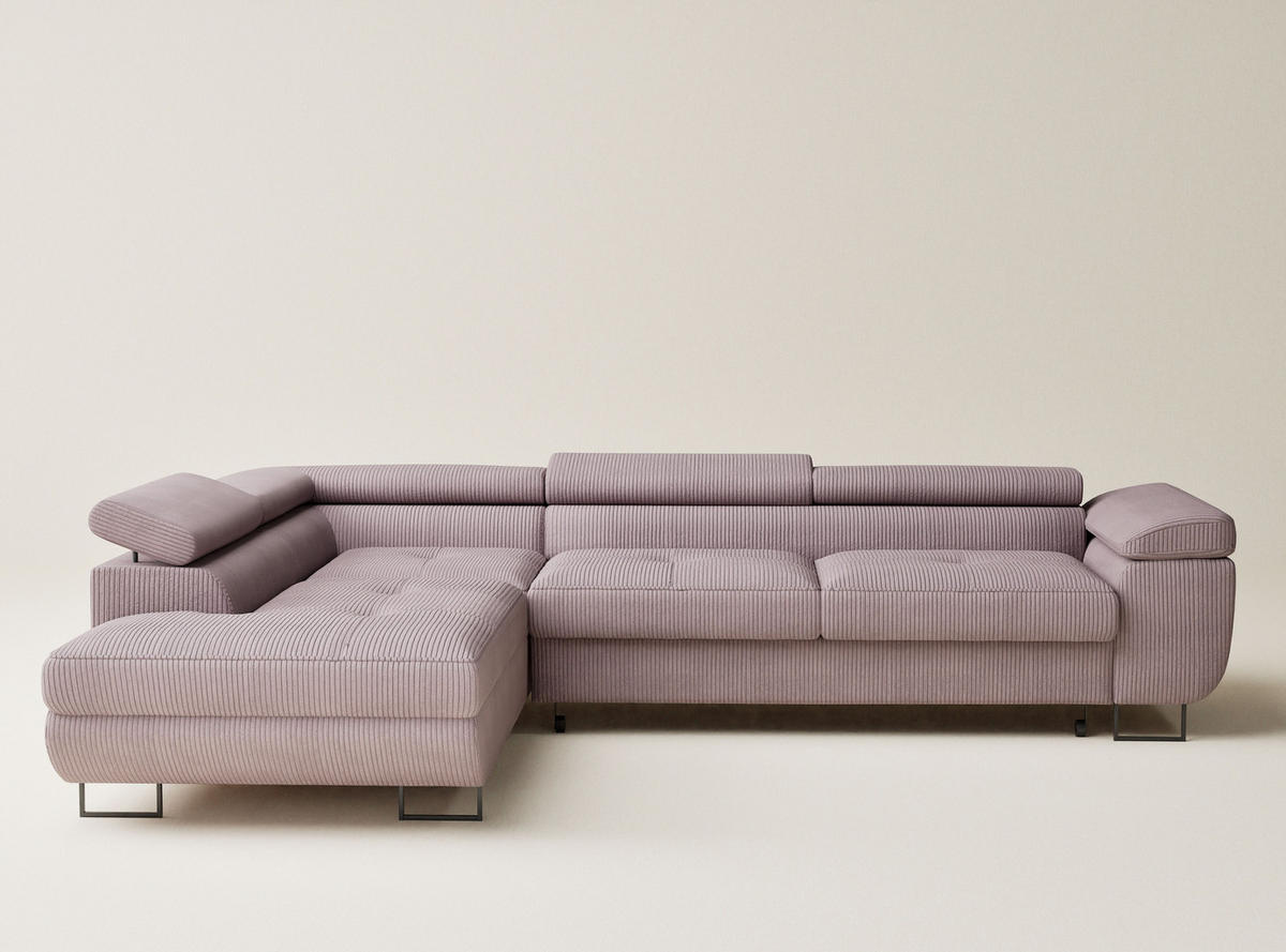 ECKSOFA MIT SCHLAFFUNKTION Concord Lila Samtstoff - Flieder/Schwarz, Holz/Holzwerkstoff (203/277cm) - Maison de Reve