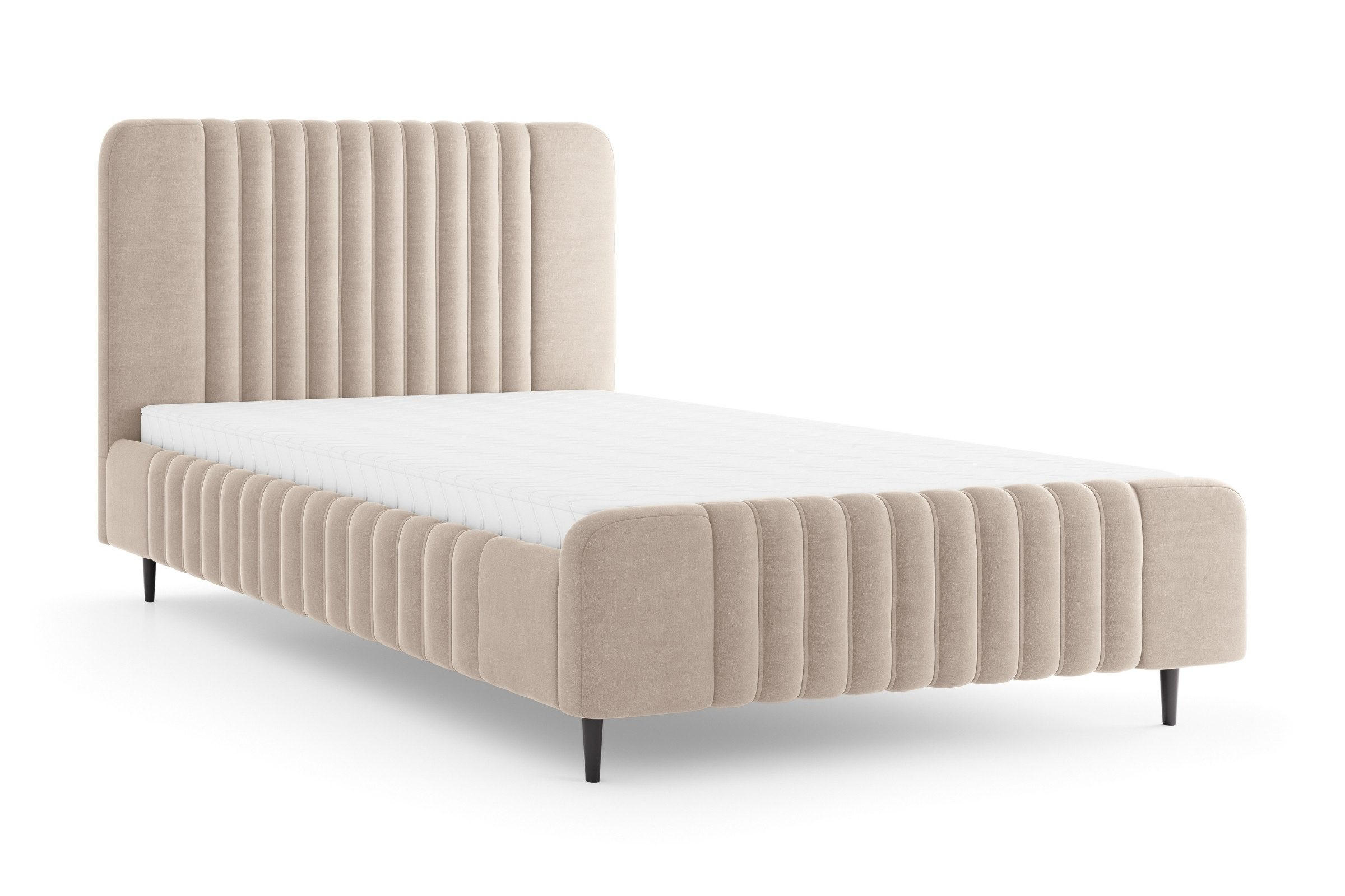POLSTERBETT AURO 11 140/200 cm in Velours Beige - Beige, Holzwerkstoff (140/200cm) - Deine Möbel 24