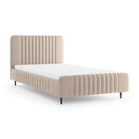 POLSTERBETT AURO 11 140/200 cm in Velours Beige - Beige, Holzwerkstoff (140/200cm) - Deine Möbel 24