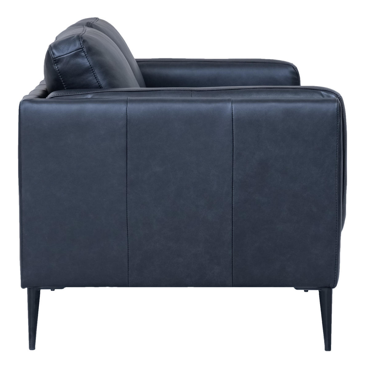 ZWEISITZER-SOFA Echtleder Schwarz - Schwarz, Leder/Metall (157/83/88cm) - Furnhouse