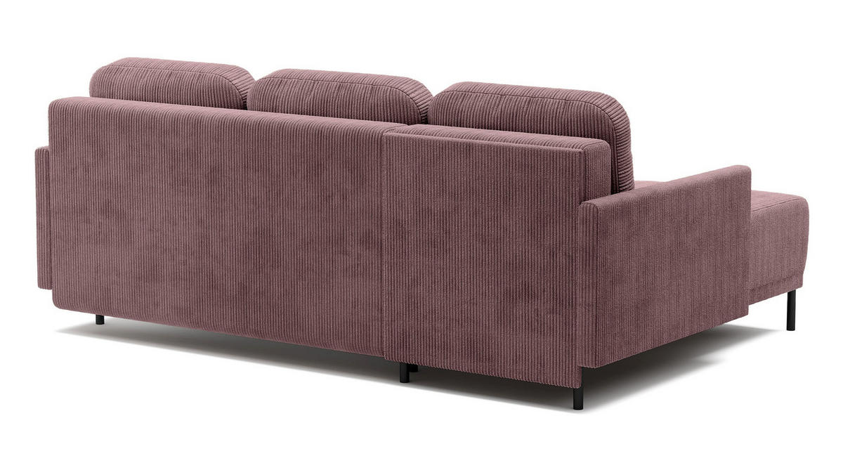 ECKSOFA Hamiel Lila Cordbezug - Flieder/Schwarz, Holz/Textil (212/142cm) - Selsey