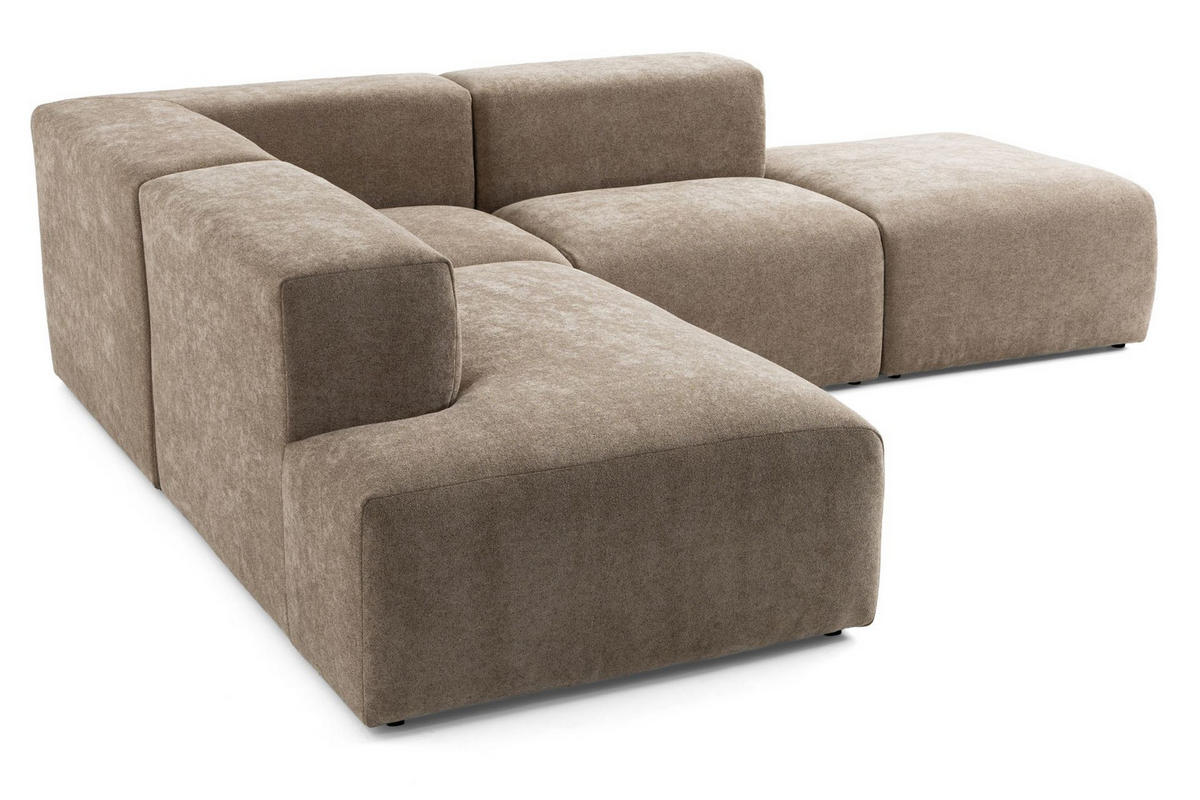 4-SITZER modulares Ecksofa HEAVEN SET 3 Links, Breite 270 cm Webstoff Braun - Schwarz/Braun, Holz/Kunststoff (245/270cm) - Muffo