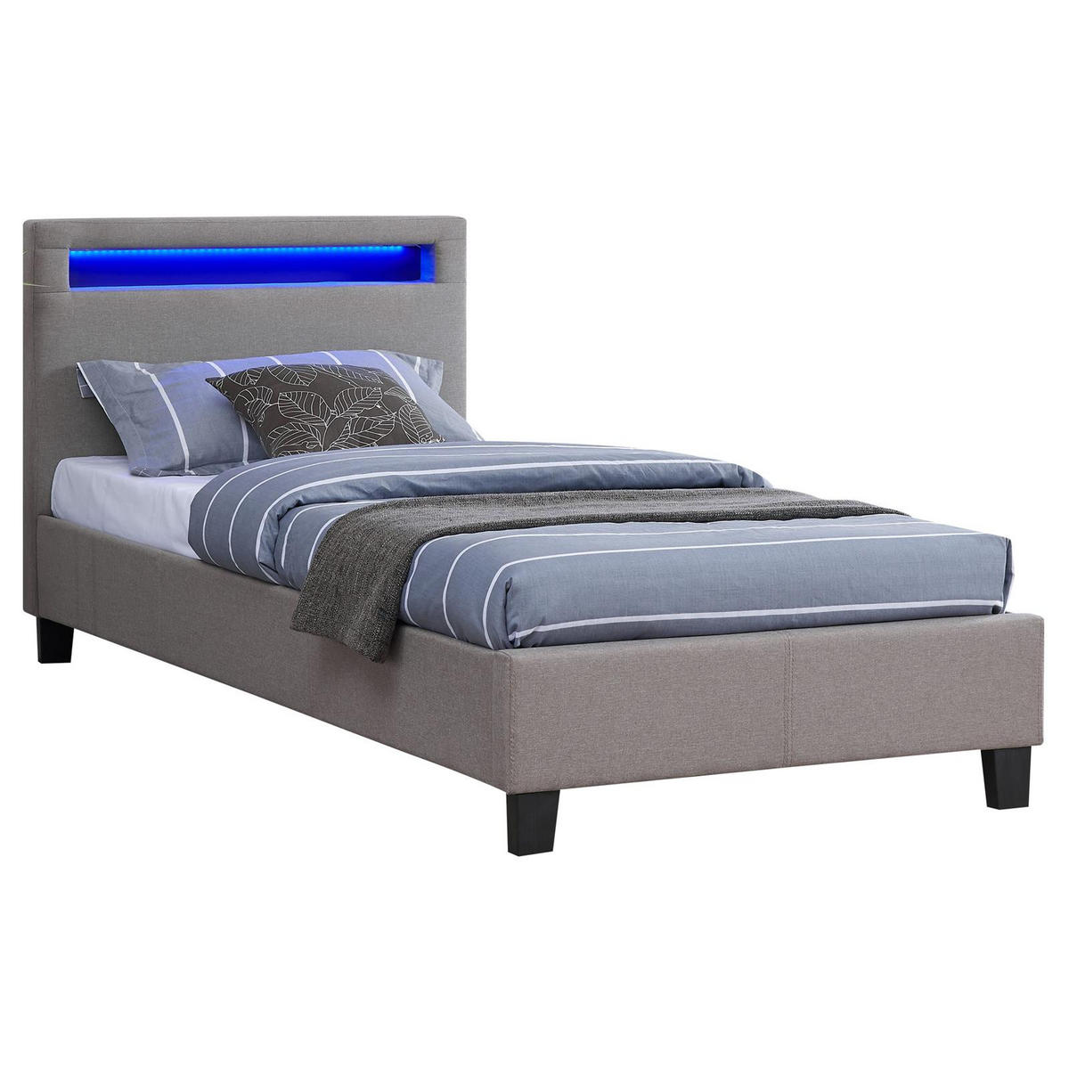 POLSTERBETT MIT LED HIMALAYA 90X200 CM - Grau, Textil (90/200cm) - CARO-Möbel
