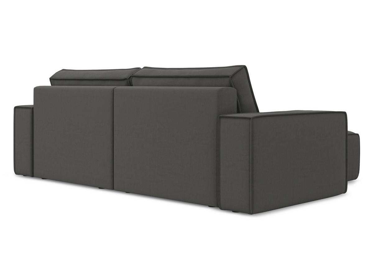 ECKSOFA mit Schlaffunktion Samt Stoff Grau - Dunkelgrau/Schwarz, Kunststoff/Textil (148/257cm) - Makamii