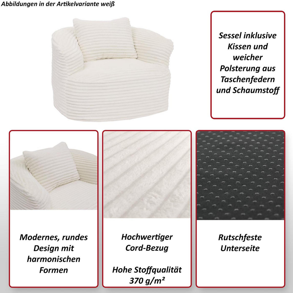 SESSEL Weiß - Weiß, Textil (100/66/86cm) - MCW