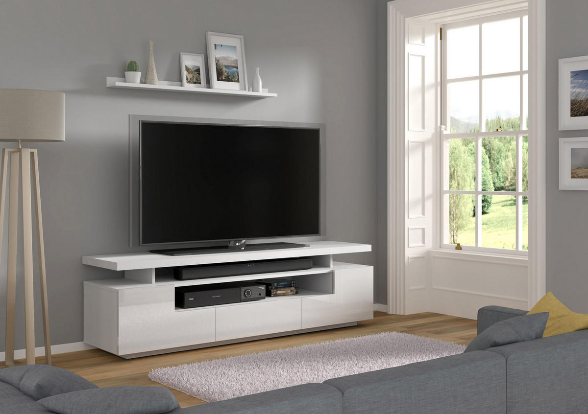 TV LOWBOARD Weiß Hochglanz 180/51/42 - Weiß Hochglanz, Holzwerkstoff (180/51/42cm) - RAUMHIRSCH FURNITURE