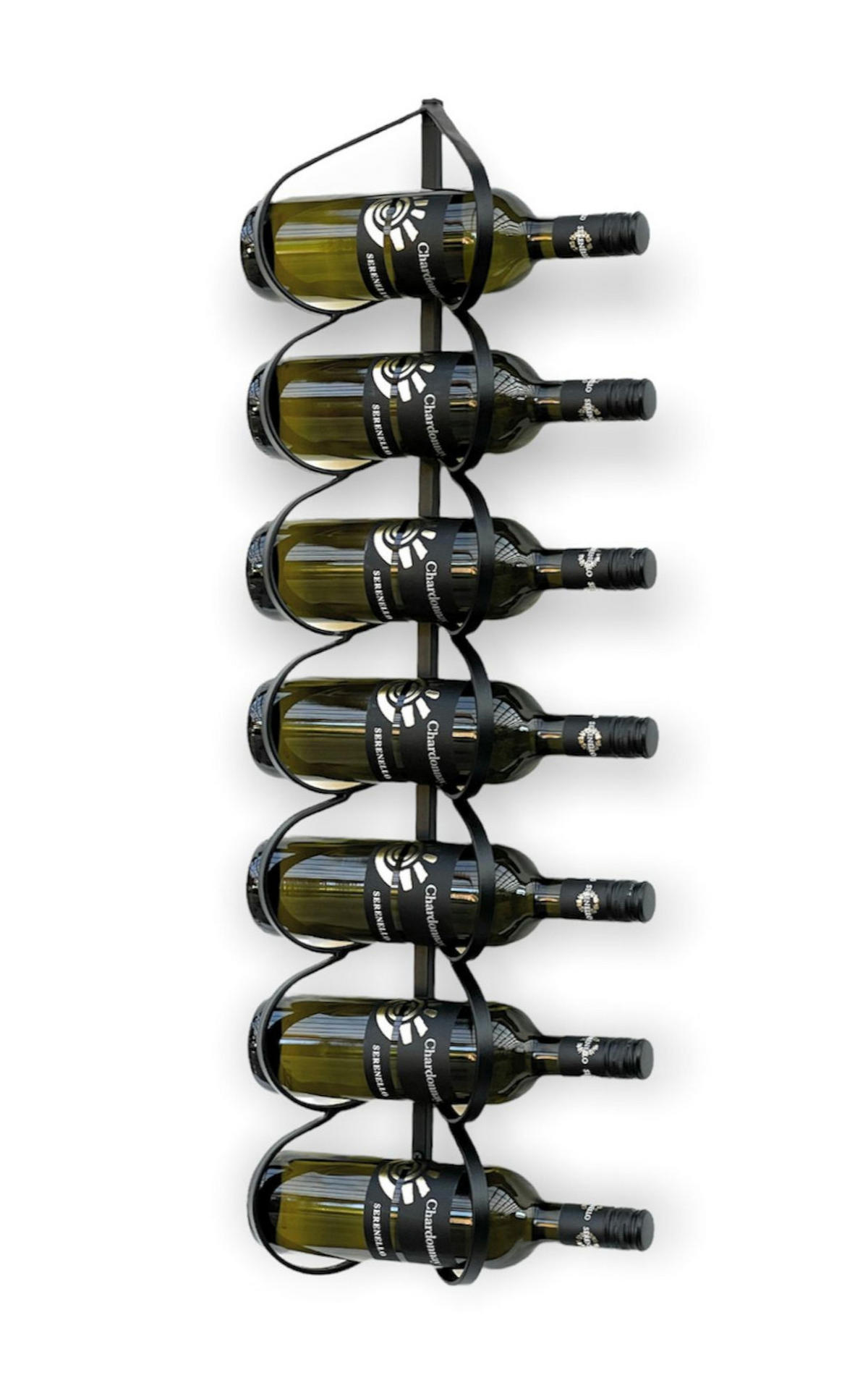 WEINREGAL für 7 Flaschen Wandmontage Metall Schwarz 96317 - Schwarz, Metall (18.5/83/10.5cm) - DanDiBo