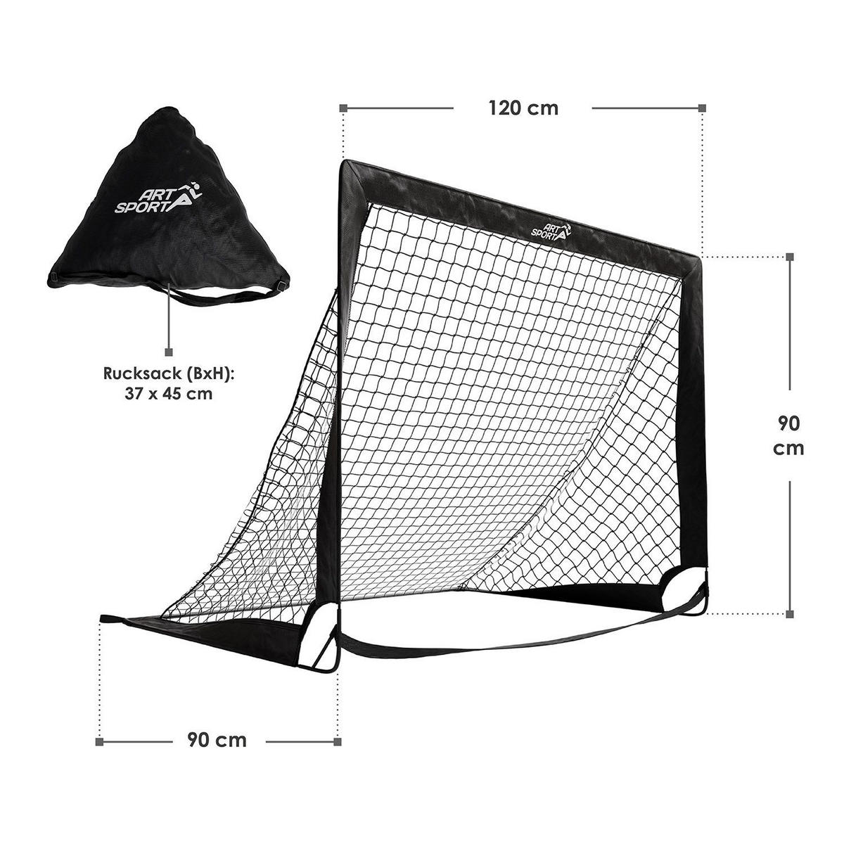 FUSSBALLTOR Goal Master Pop-up inkl Zubehör schwarz (2er-Set) - Schwarz, Kunststoff (120/90cm) - Artsport