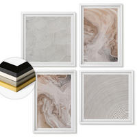 WANDBILDER 4er-Set - 50x50 cm & 40x60 cm Weißer Rahmen - Marmorstein-Texturmuster - Weiß, Kunststoff (50/50cm) - ArtPrintCave