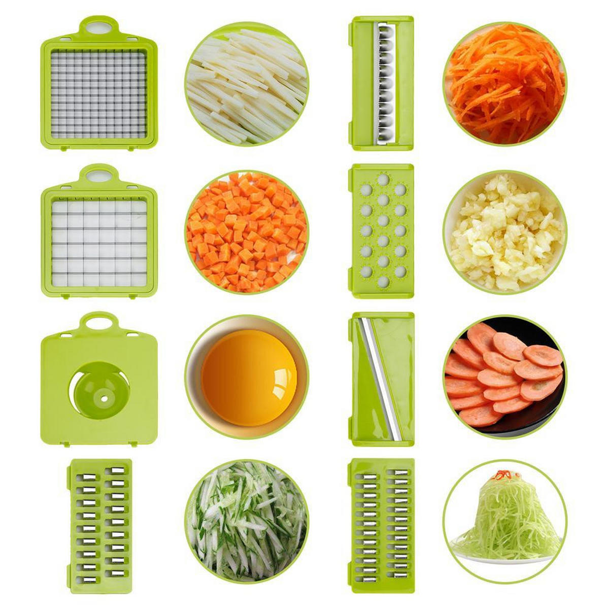MULTISCHNEIDER für Gemüse, Obst, Fleisch - Grün, Kunststoff (12/12/35cm) - Intirilife