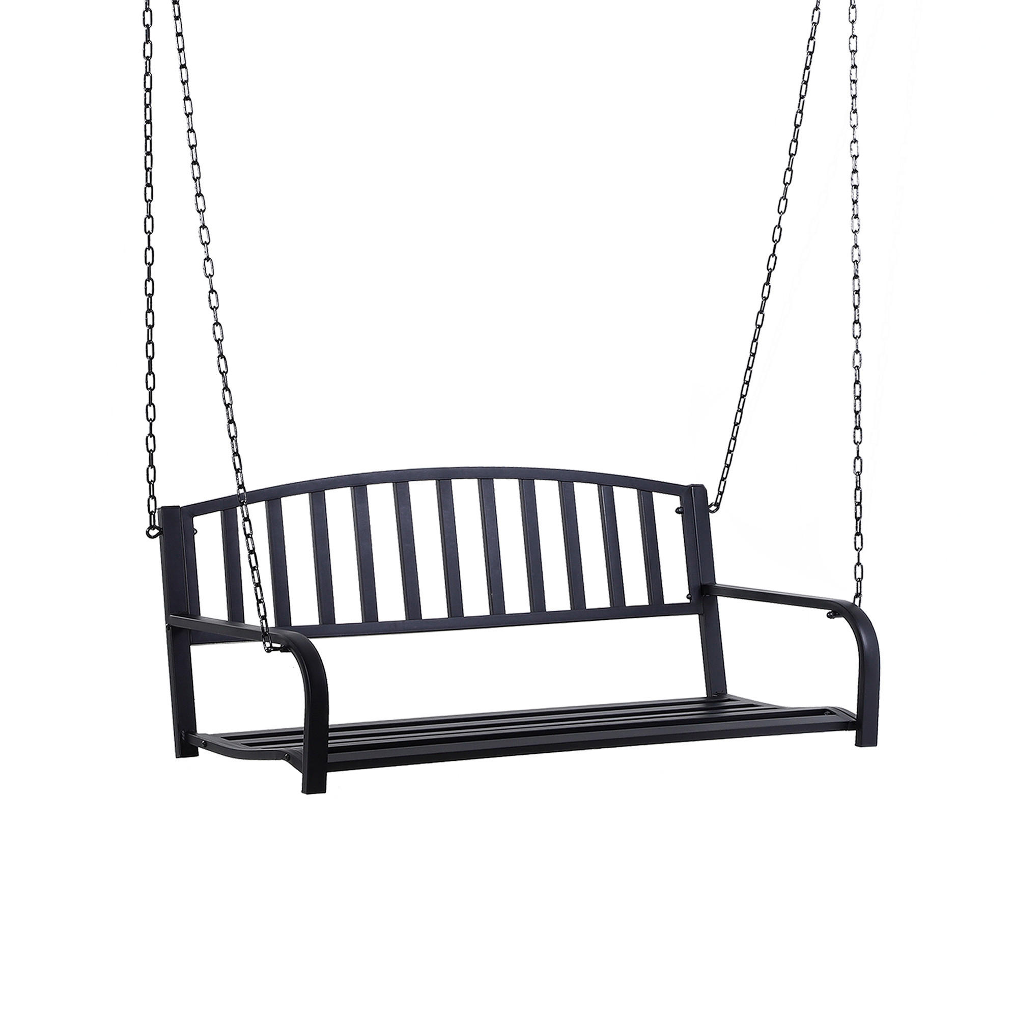 HOLLYWOODSCHAUKEL 127/60 cm mit 2 Metallketten und breiter Sitzfläche, Schwarz - Schwarz, Metall (60/53/127cm) - Redom