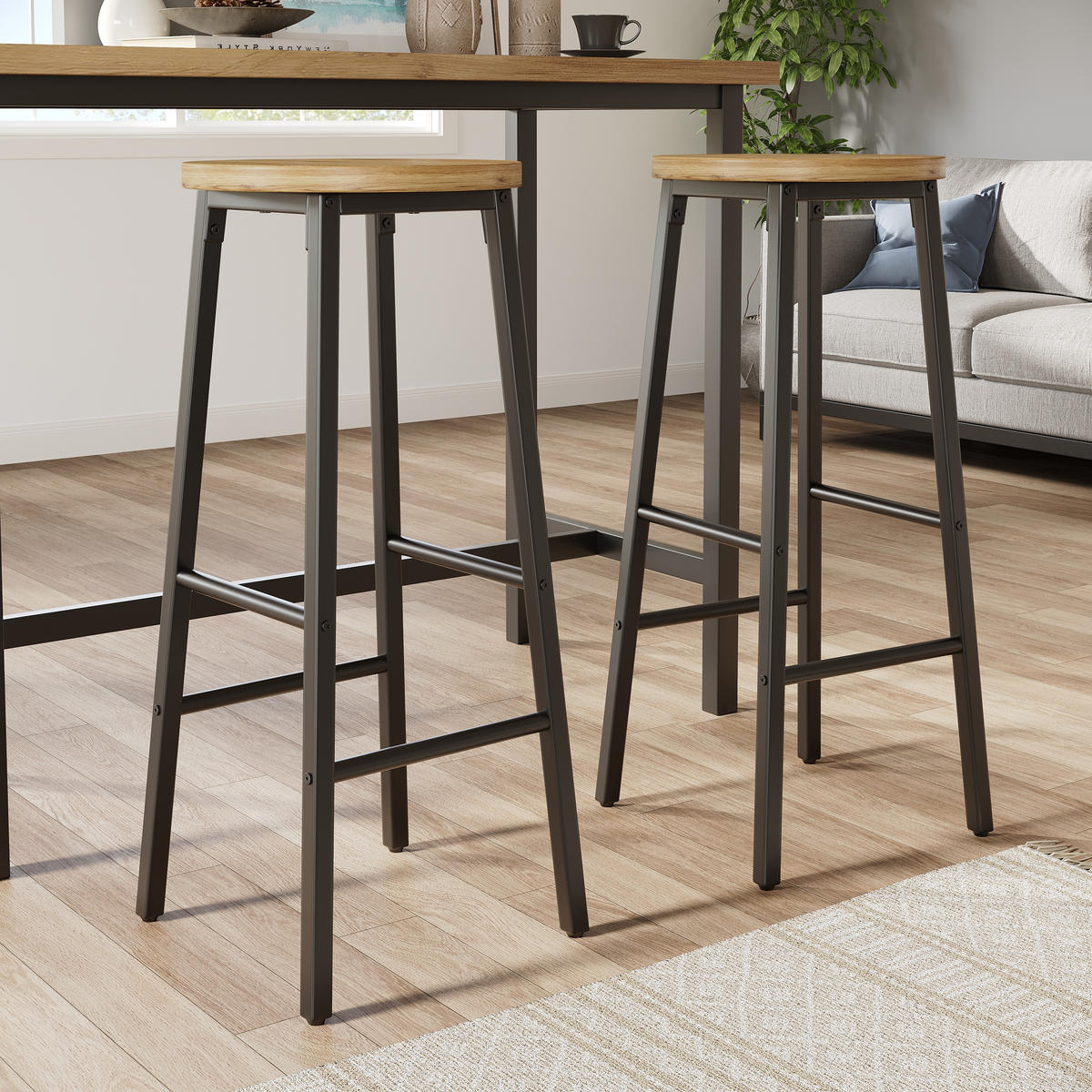 KÜCHENINSEL Stauraum Barhocker Schwarz Holzoptik - Multicolor, Metall (138/105/39cm) - FLIEKS