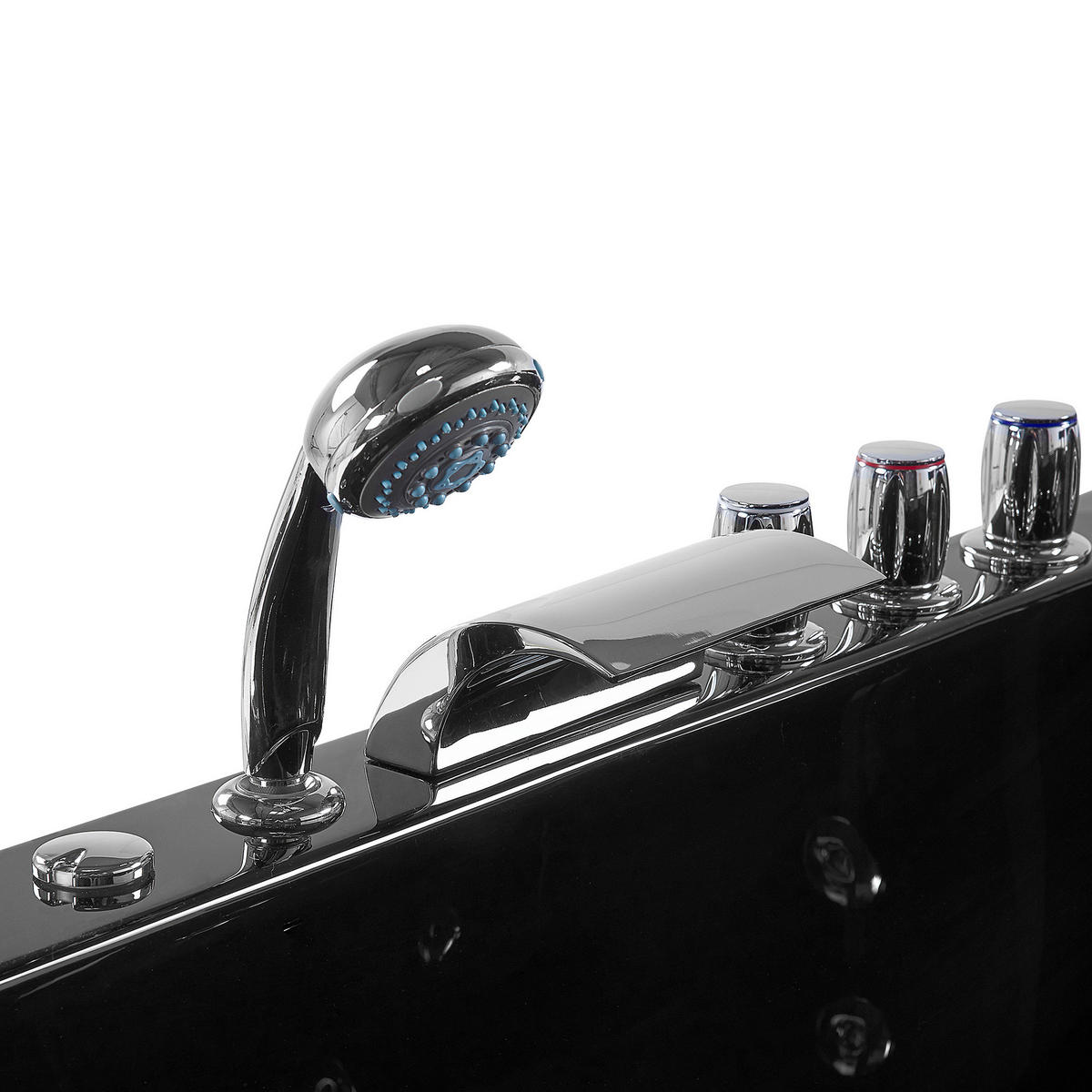 WHIRLPOOL-BADEWANNE mit LED 113x160x63 cm schwarz Paradiso - Schwarz, Kunststoff (113/63/160cm) - Beliani