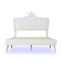 POLSTERBETT 140/200 cm Weiß mit LED-Beleuchtung und Kronen-Kopfteil - Weiß, Textil (140/200cm) - Flora Grace