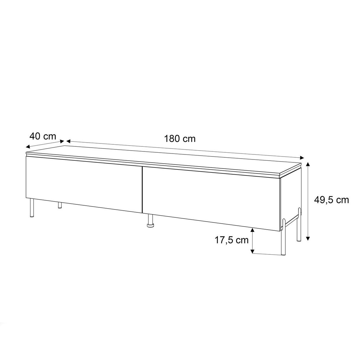 TV-SCHRANK AURORA SILVER 180 cm – gerade Chrombeine - Weiß Hochglanz, Holzwerkstoff (180/49.5/40cm) - Lookway