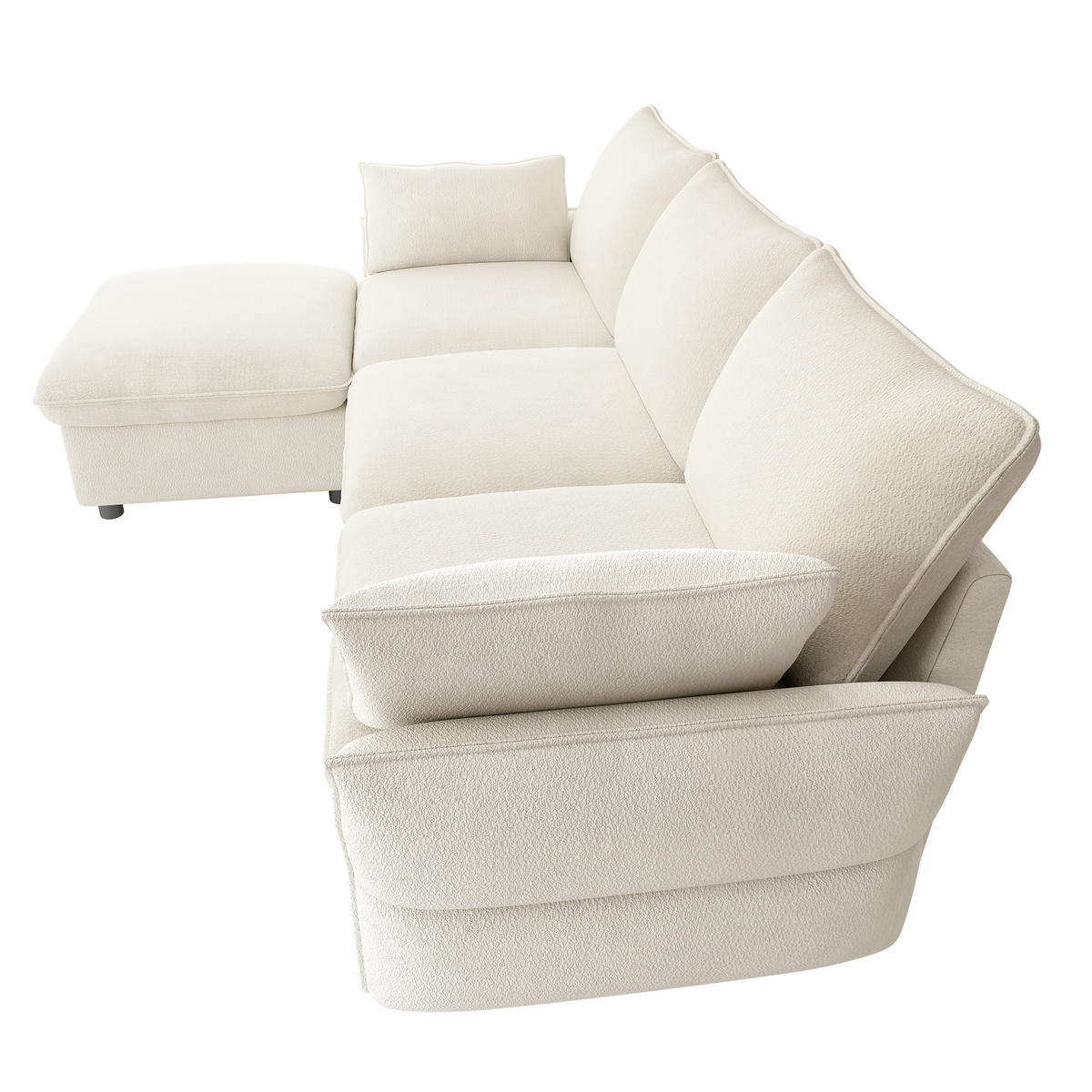 ECKSOFA 222.5/154.5/76.5 cm Beige Chenille mit 1 Fußhocker - Beige, Textil (222.5/154.5cm) - Oxeza