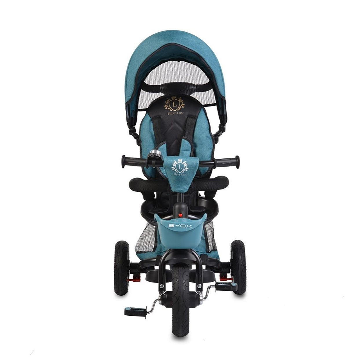 DREIRAD Flexy Lux 3 in 1 türkis Tricycle klappbar, Gummireifen, drehbarer Sitz - Grün, Metall (75/52/110cm)