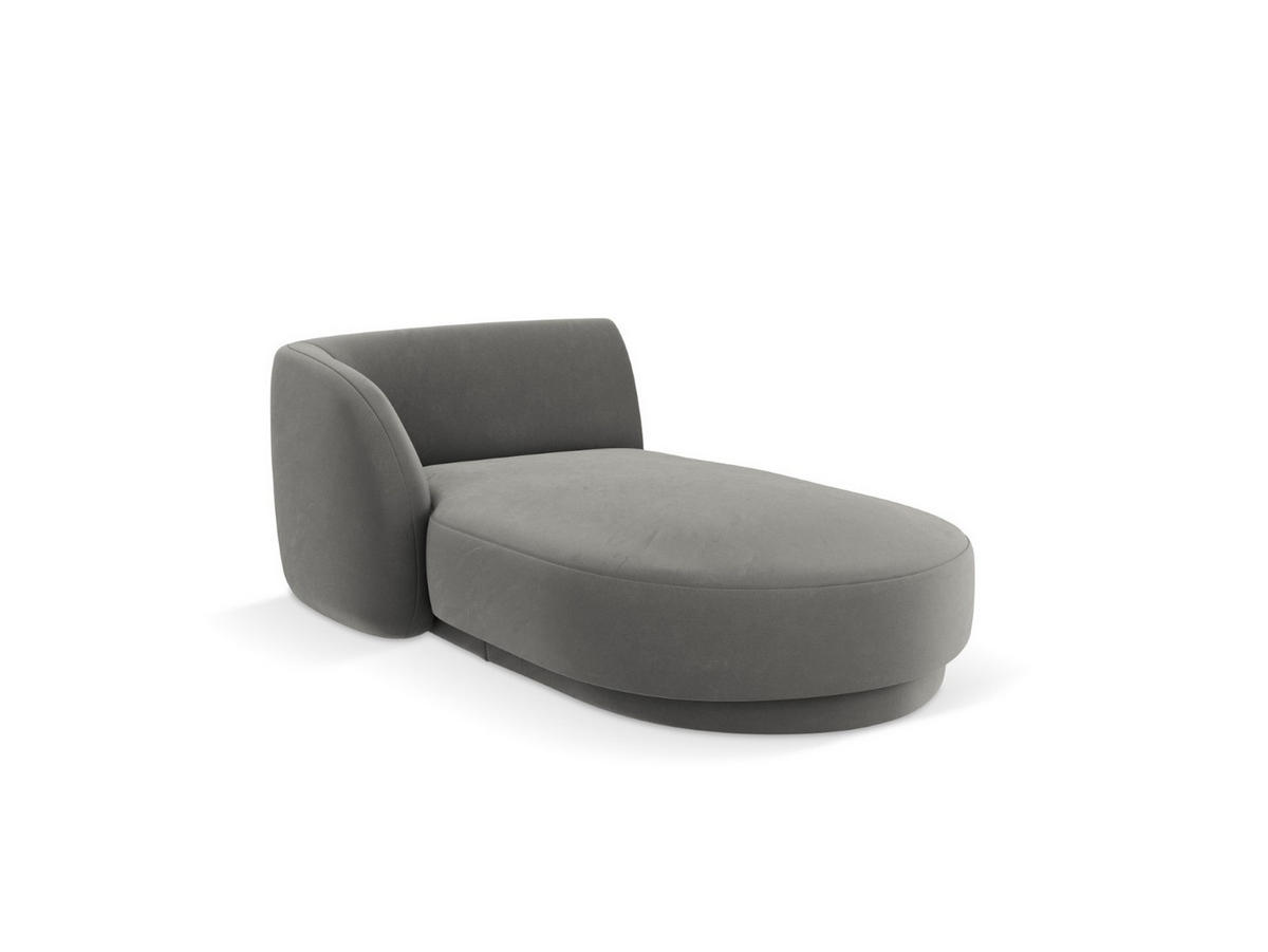 CHAISELONGUE links Miley aus Samt hellgrau - Hellgrau, Textil (90/70/156cm) - Micadoni