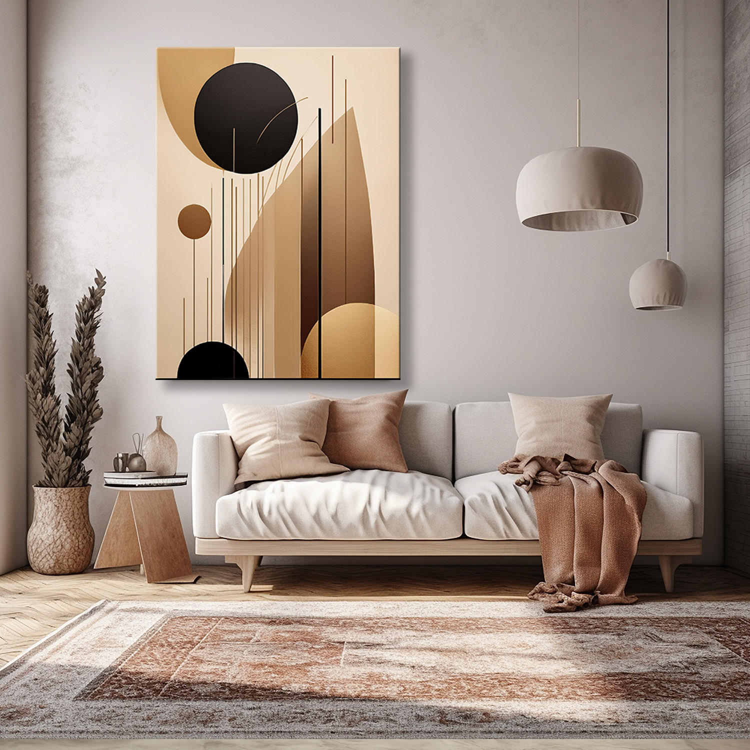 WANDBILD abstrakte formen beige - Beige, Textil (40/60cm) - Feeby