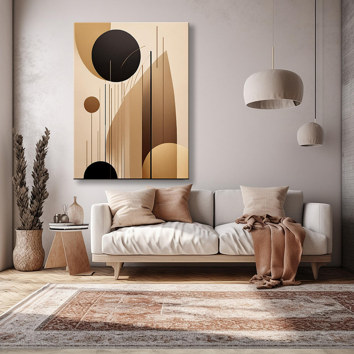 WANDBILD abstrakte formen beige - Beige, Textil (40/60cm) - Feeby