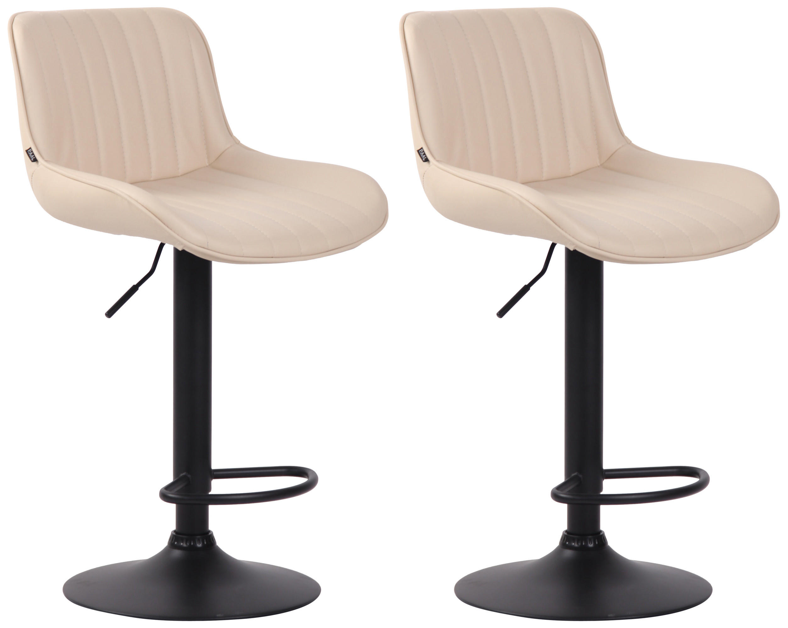 BARHOCKER 2er Set Lederlook creme - Creme/Schwarz, Textil/Metall (50/86/50cm) - CLP