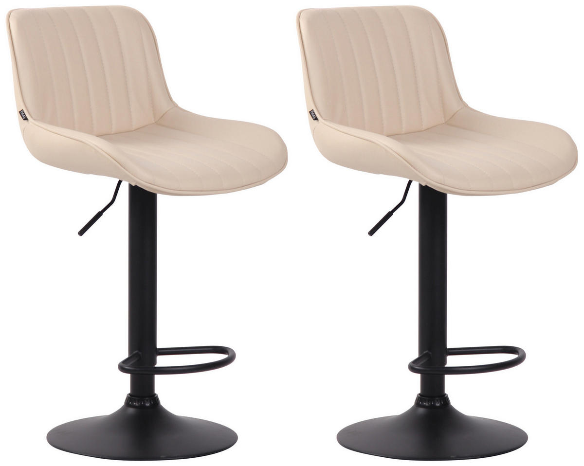 BARHOCKER 2er Set Lederlook creme - Creme/Schwarz, Textil/Metall (50/86/50cm) - CLP
