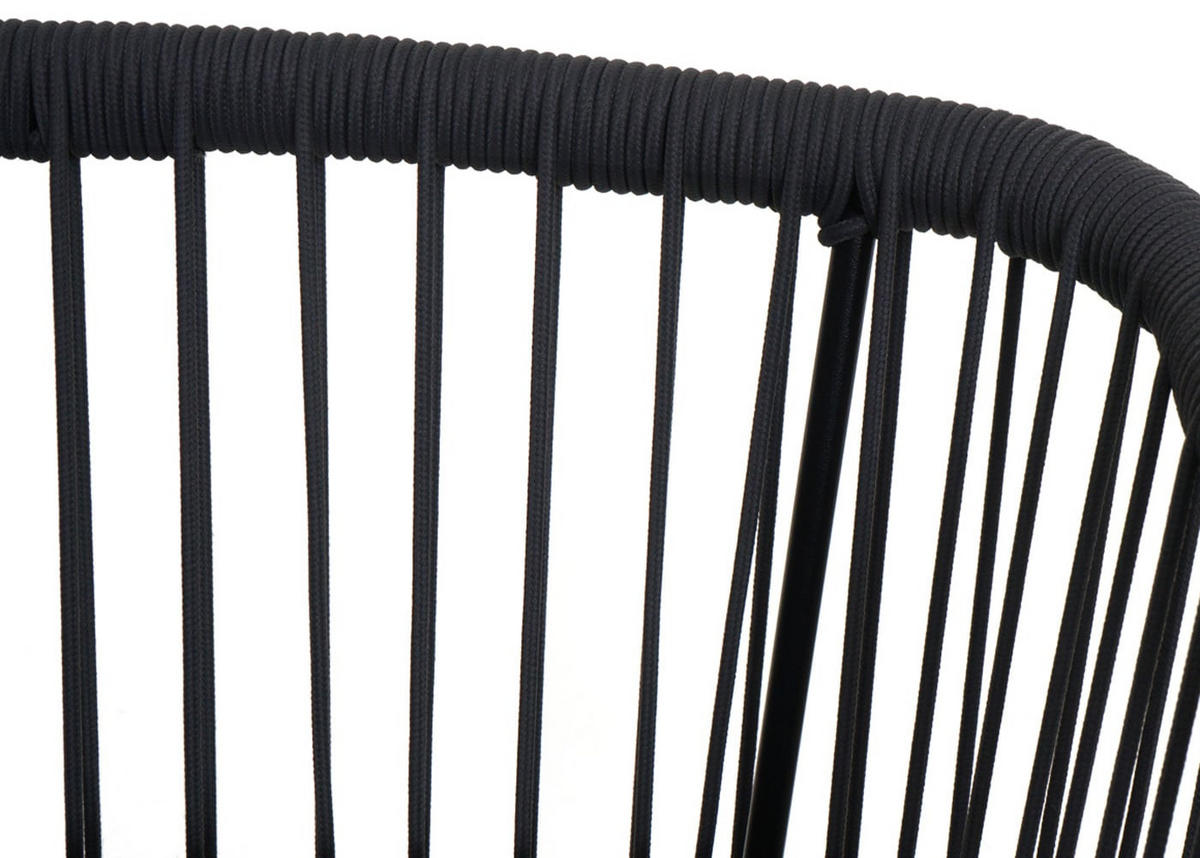 GARTENSTUHL 2er-Set HxBxT 92x51x53cm Sitzhöhe 76cm Anthrazit Kissen Taupe Seilgeflecht Metall Holz-Optik - Anthrazit, Metall (51/92/53cm) - PROREGAL