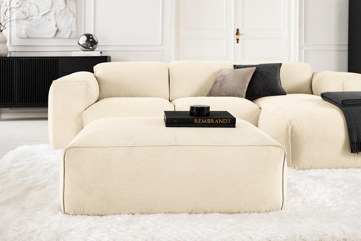 POLSTERHOCKER - Beige/Schwarz, Textil (81/38/100cm) - home24