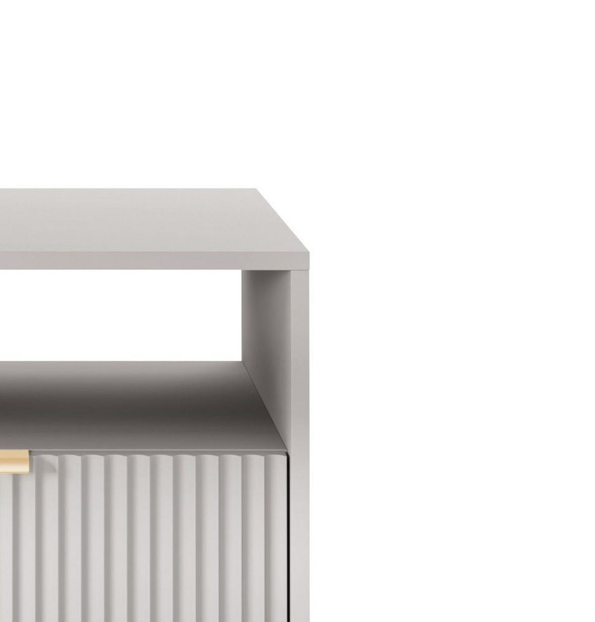 NACHTTISCH Nova - NOC, Geriffelte Front mit Goldenes Griffdesign 54x39x56 cm Grau - Goldfarben/Graphitfarben, Holzwerkstoff/Kunststoff (54/56/39cm) - DomoHome