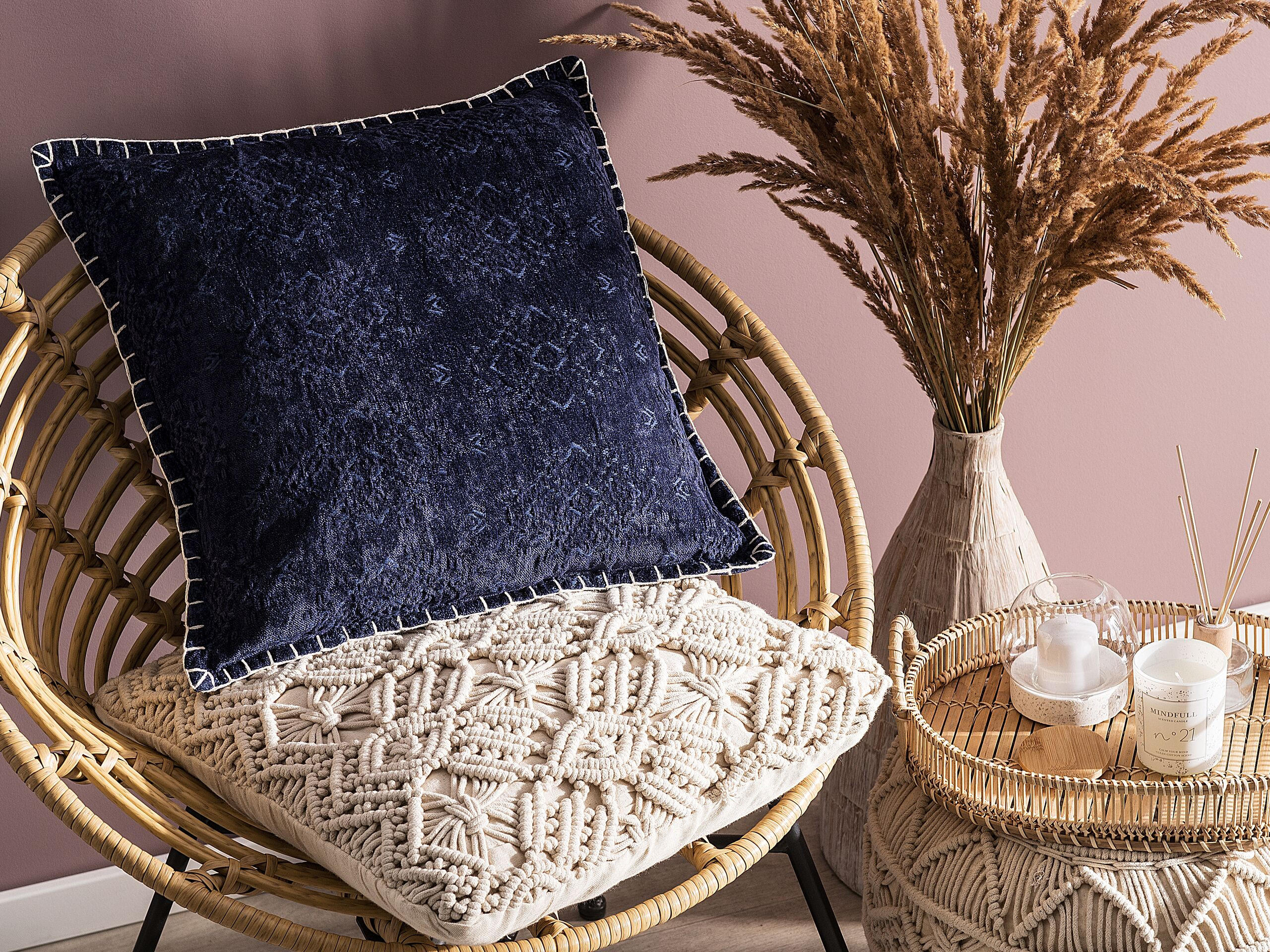 DEKOKISSEN 2er-Set Dunkelblau 45/45 cm Melur - Dunkelblau, Naturmaterialen/Textil (45/45cm) - Beliani