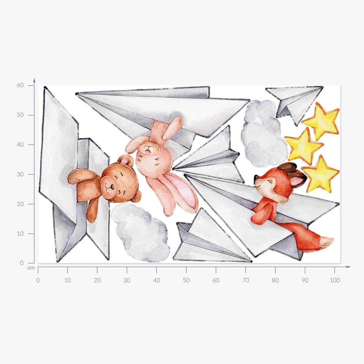 WANDAUFKLEBER 60x102cm - Niedliche Tiere - Multicolor, Kunststoff (60/102/0.1cm) - Wallfluent