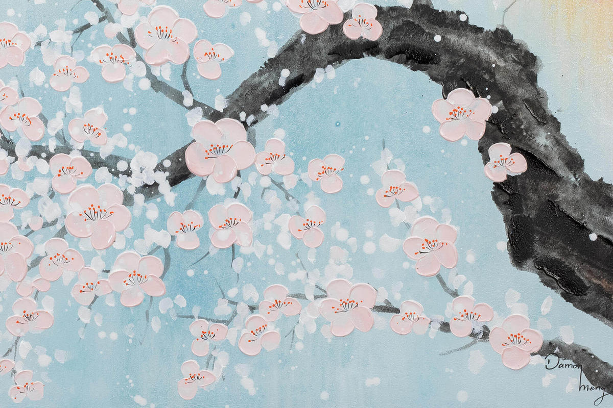 ACRYLBILD HANDGEMALT 120/60 cm - Blau/Pink, Holz/Textil (120/60cm) - KUNSTLOFT