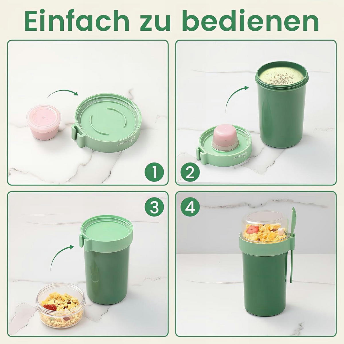 MÜSLIBECHER to Go 760ml + 230ml Grün - Grün, Kunststoff (11/21/10cm)