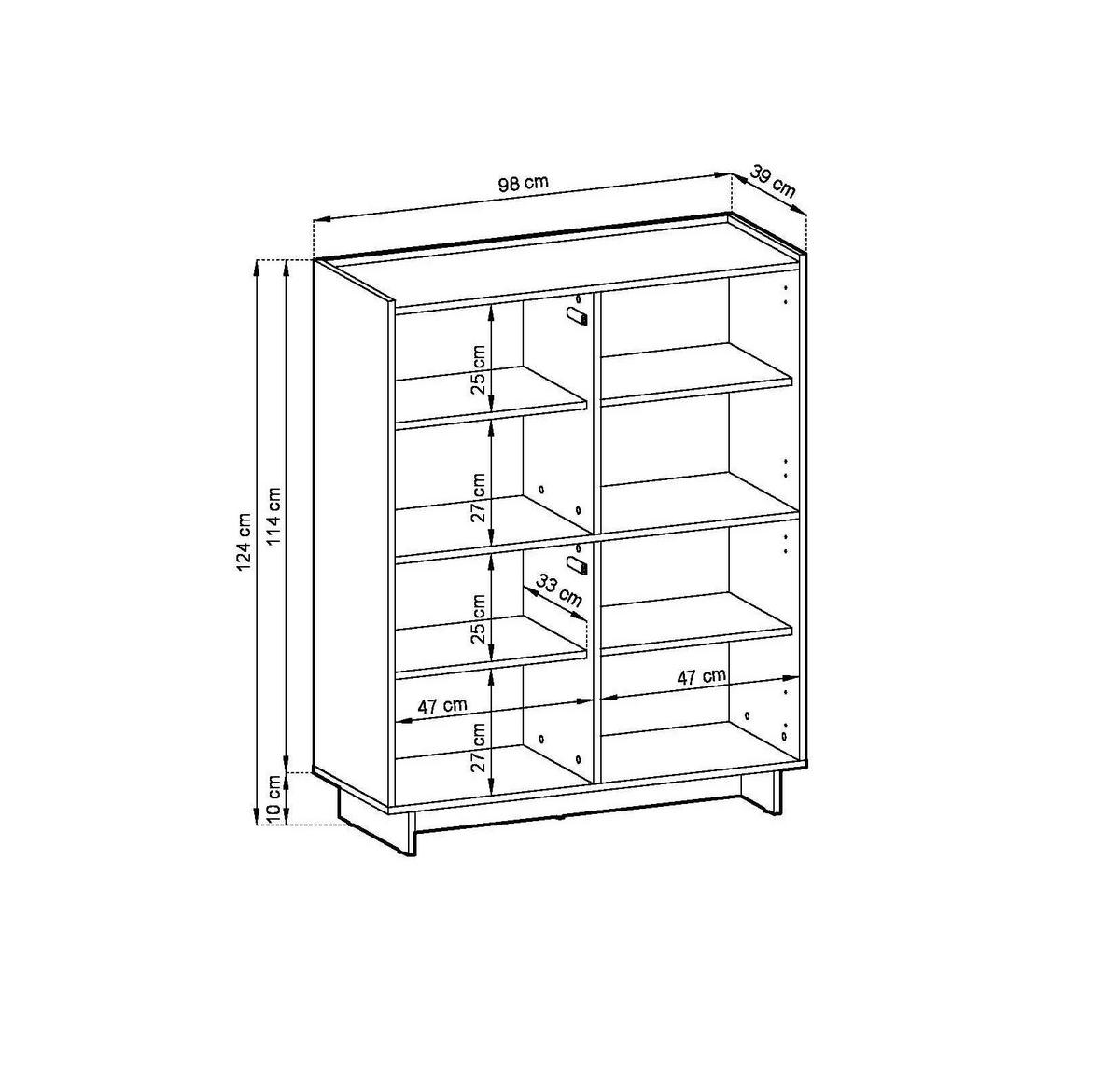 KOMMODE ZENITH 98/124/39cm mit Schubladen 4 Türen Braun - Braun, Holzwerkstoff (98/124/39cm) - MASSENO