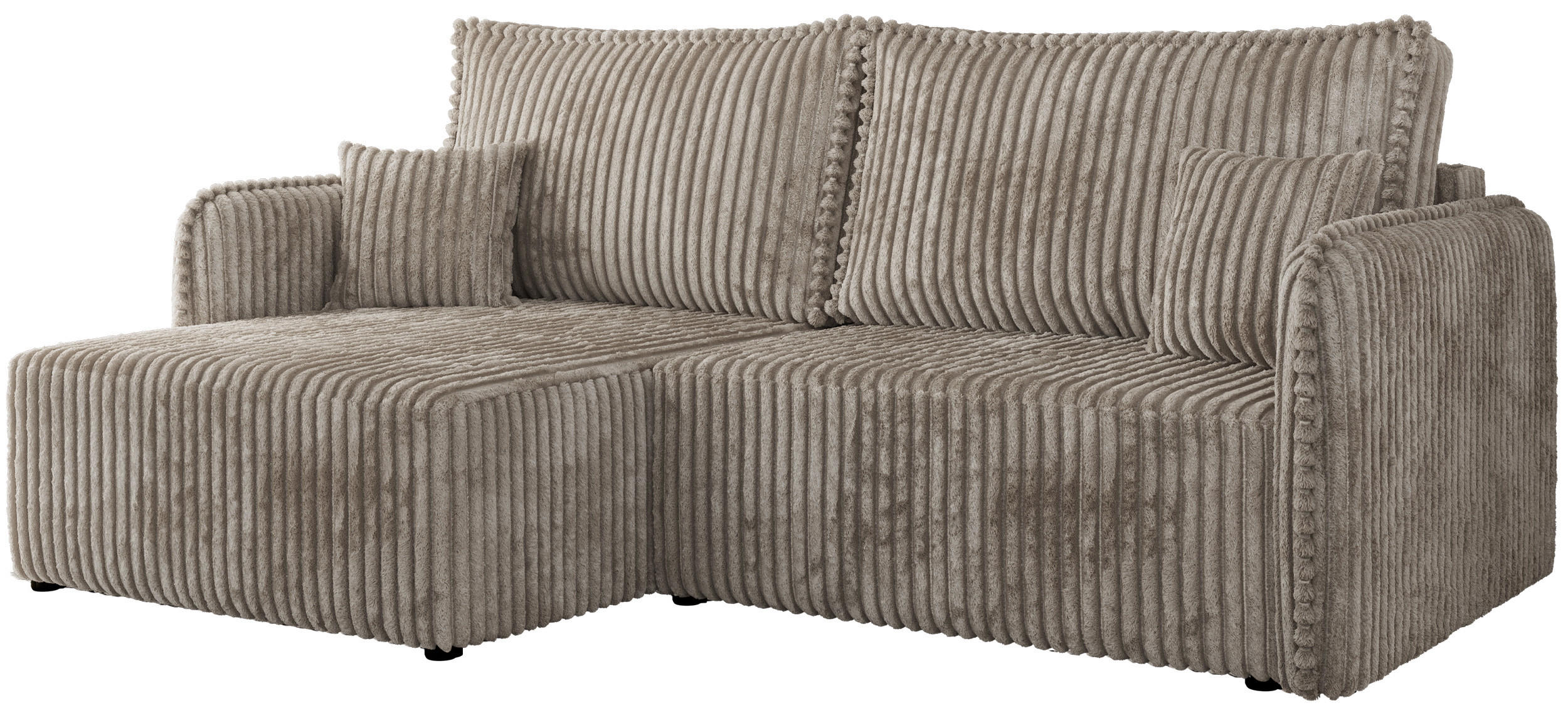 ECKSCHLAFSOFA MESTO L Hellbraun Cord - links - Hellbraun/Schwarz, Kunststoff/Textil (227/147cm) - MKS