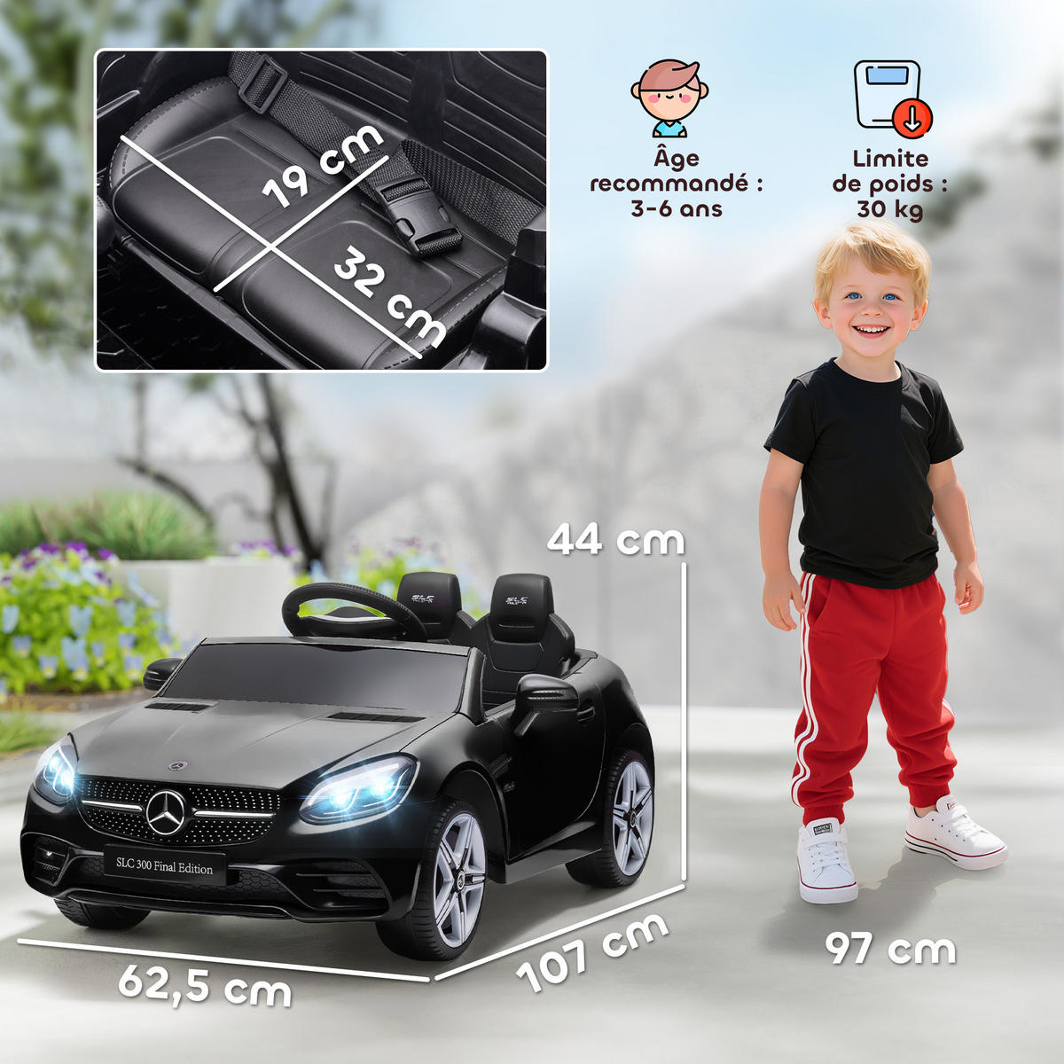 ELEKTRO-KINDERAUTO DE-13027 2,4G Fernbedienung Schwarz - Schwarz, Kunststoff (107/62.5/44cm) - ComfortXL