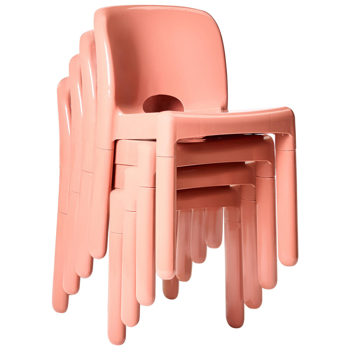 GARTENSTUHL 4er-Set Korallenrot Betim - Rot, Kunststoff (43/76/49cm) - Beliani