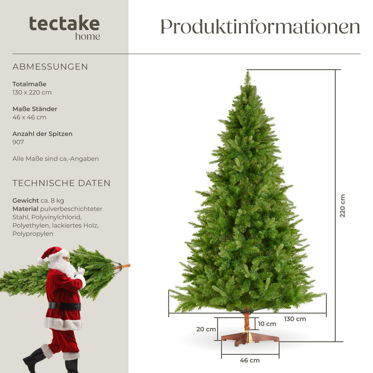 WEIHNACHTSBAUM Cupid, klappbarer Baumständer aus Holz , grün - Grün, Kunststoff (220cm) - tectake
