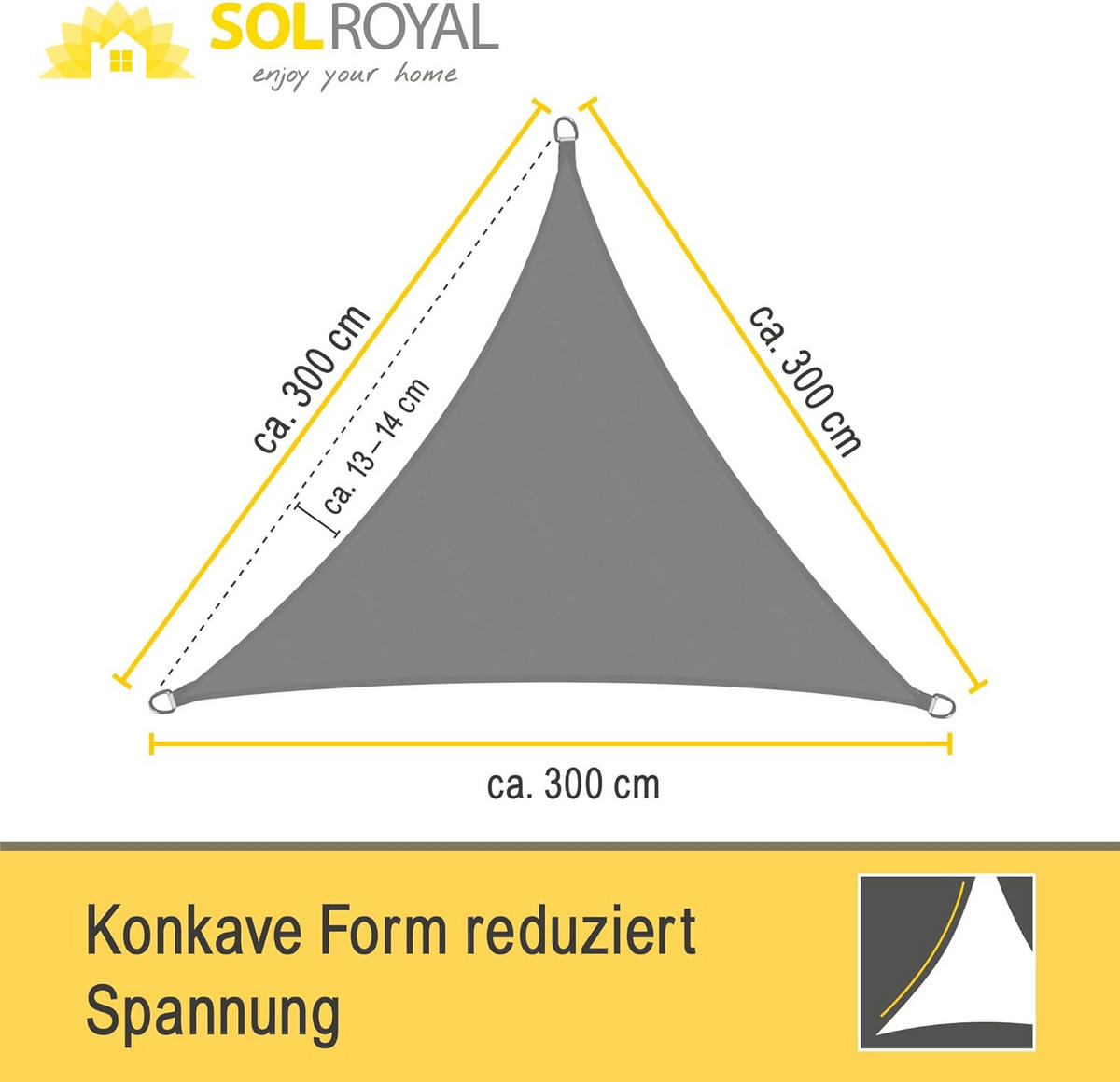 SONNENSEGEL SolVision PS9 300x300x300cm dreieckig Grau PE - Grau, Kunststoff (300/300cm) - Sol Royal