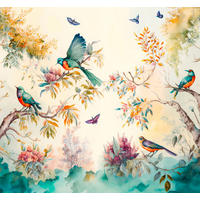 FOTOTAPETE tropische Dschungelblätter und Paradiesvögel 300 x 279 cm - Multicolor, Papier (300/279cm) - Sanders & Sanders