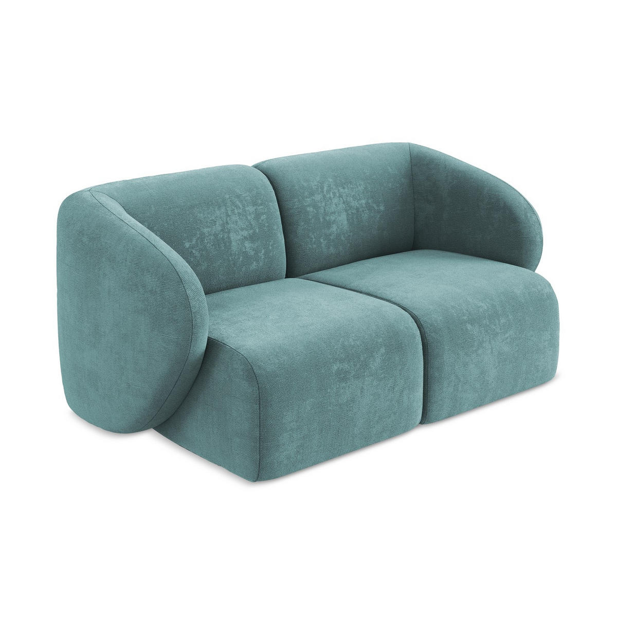2-SITZER-SOFA Chenille Stoff Blau - Blaugrau/Schwarz, Holzwerkstoff/Kunststoff (174/75/94cm) - LaMiaSofa
