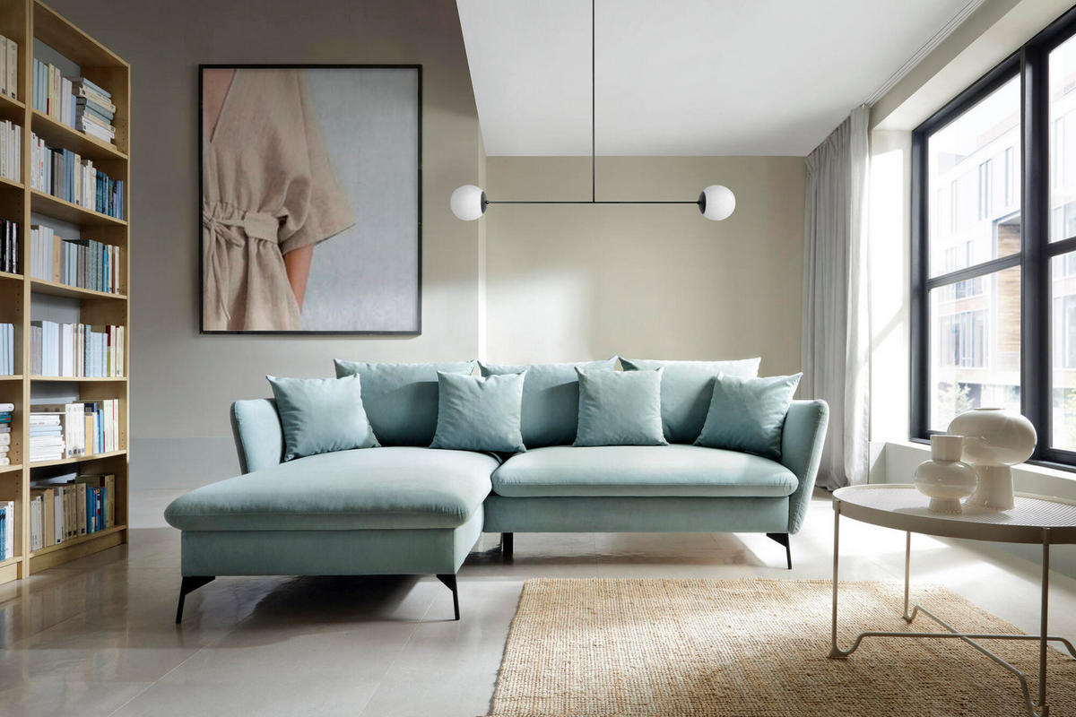 ECKSOFA VITON Blau 258x167x91 cm - Blau, Textil (258/167cm) - FURNLUX