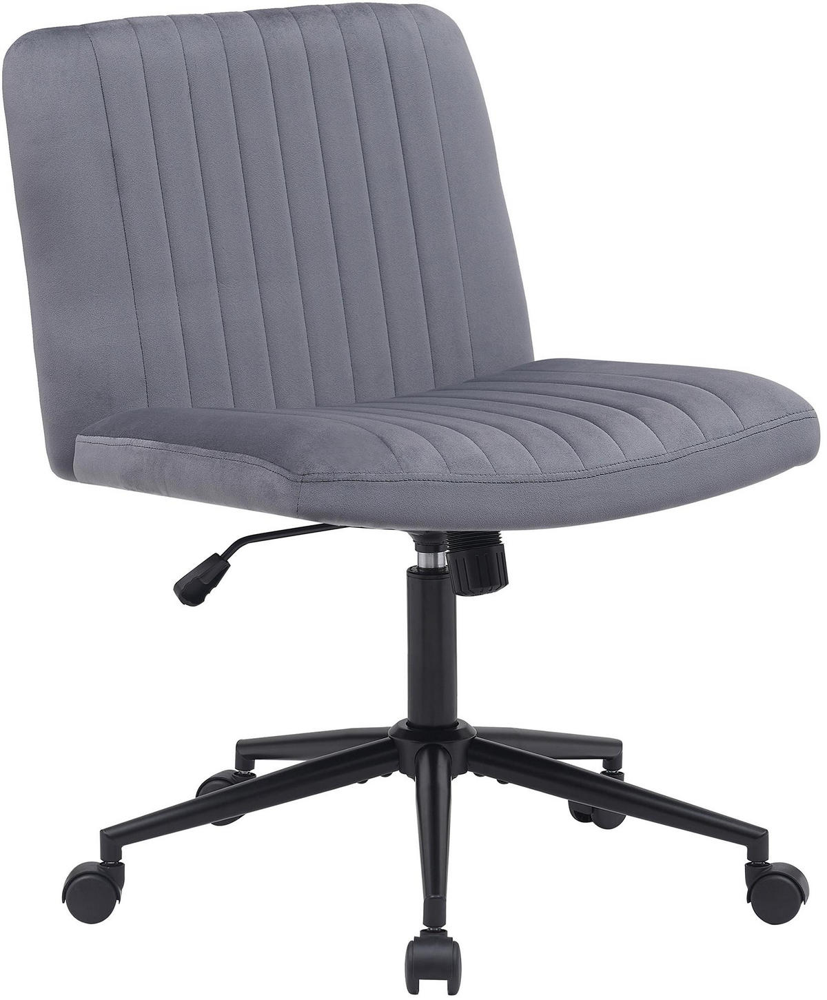 DREHSTUHL Samt dunkelgrau - Dunkelgrau/Schwarz, Textil/Metall (62/86/65cm) - CLP