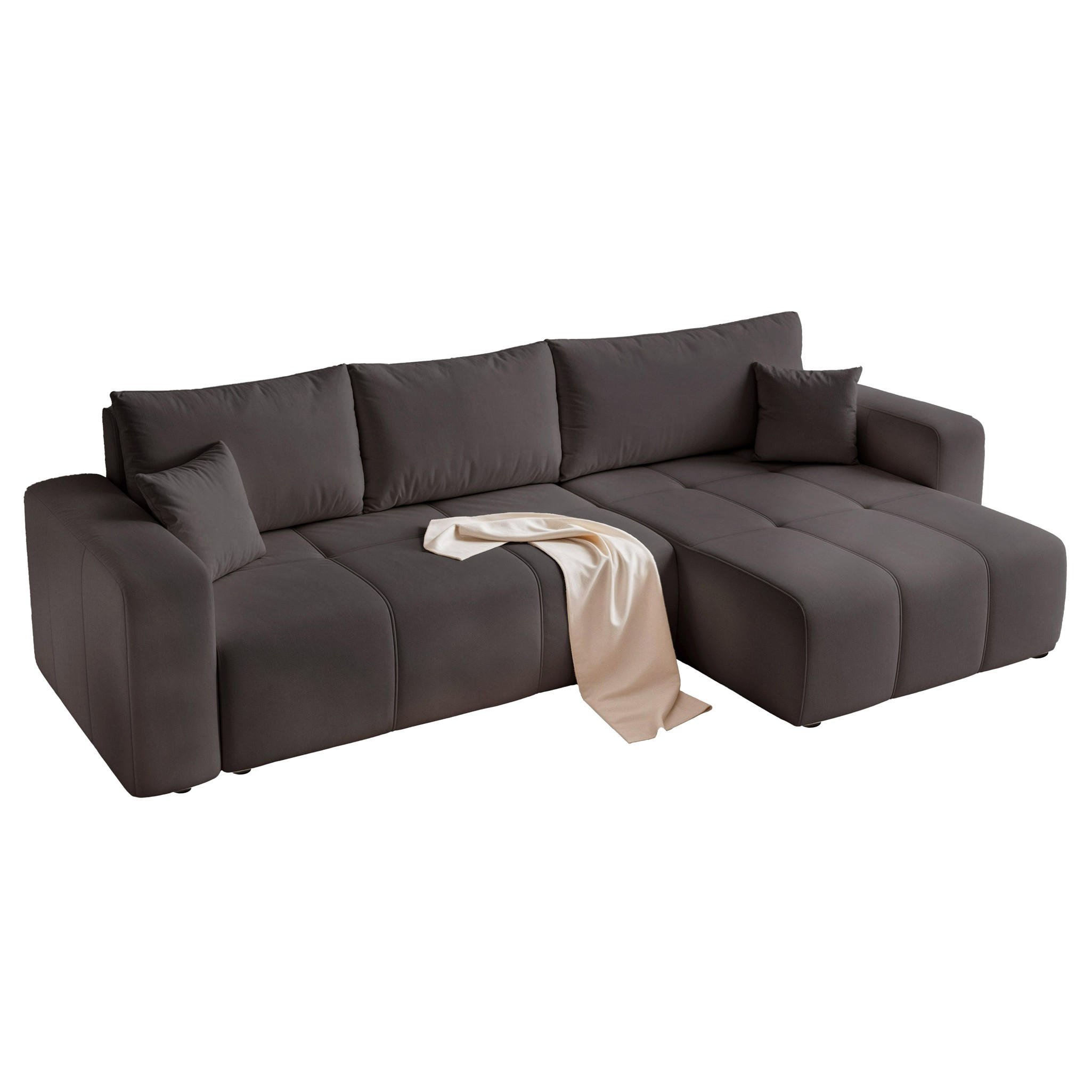 Fun Möbel Ecksofa Schwarz 278x145 cm
