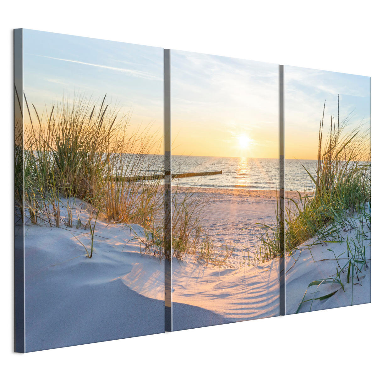 LEINWANDBILD Strand 3-tlg. 90x60 cm - Multicolor, Holz (90/60cm) - LUMASOUL