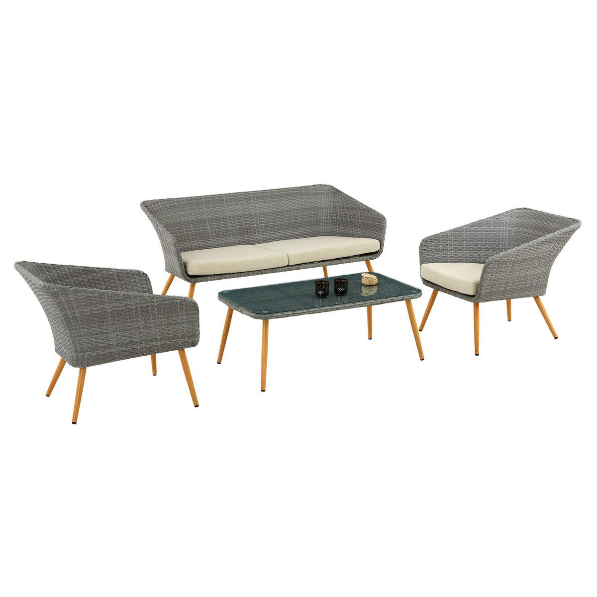 GARTENMÖBELSET ANTALYA - Braun/Grau, Metall - IDIMEX